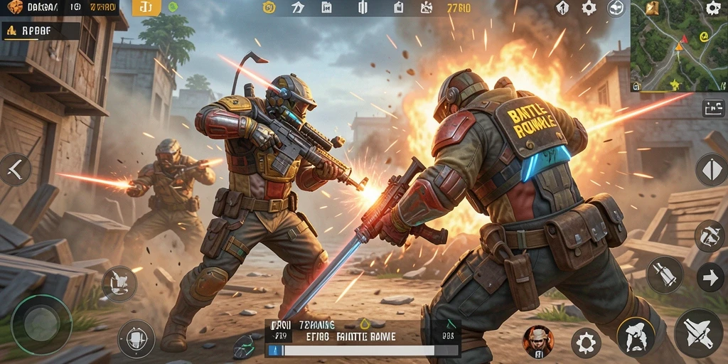 Tampilan seru gameplay Battle Royale di 77RP.