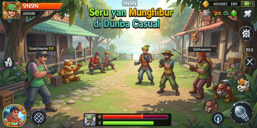 Tangkapan layar gameplay menampilkan aksi seru di 9N9N.