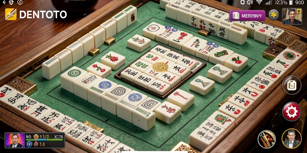 Gameplay DENTOTO yang menarik dengan tampilan Mahjong yang menawan.