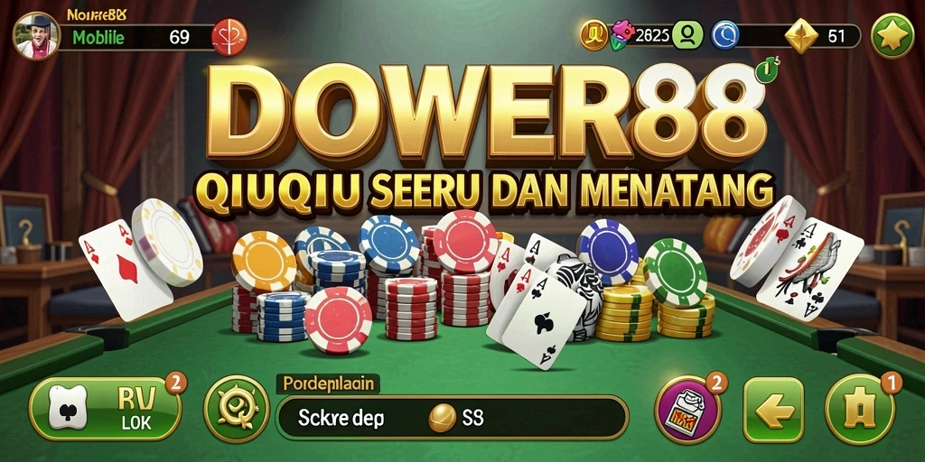 Screenshot gameplay DOWER88 menampilkan aksi seru permainan QiuQiu.