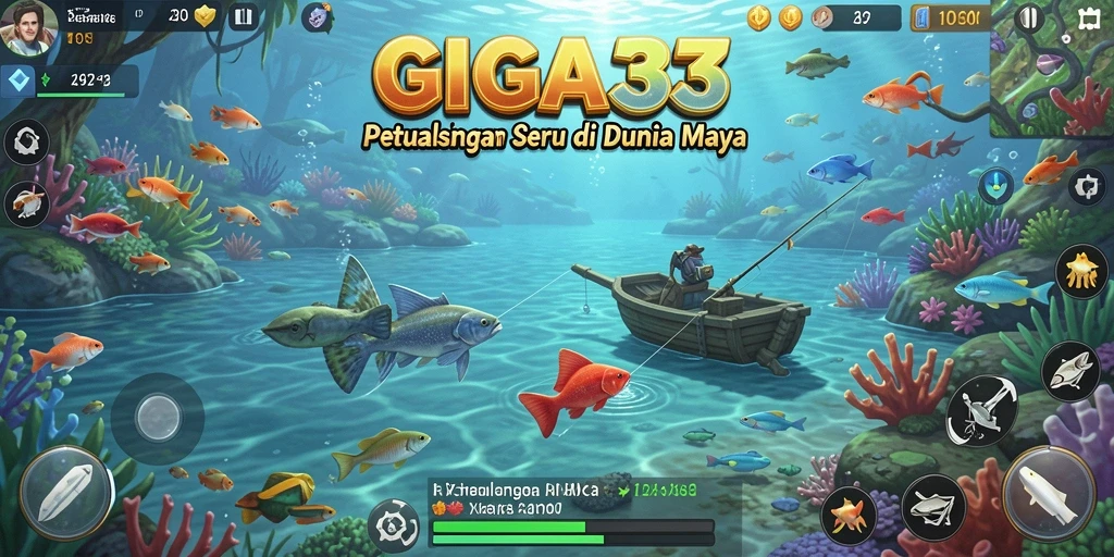 Screenshot permainan GIGA33 menampilkan aksi memancing yang seru dan realistis.