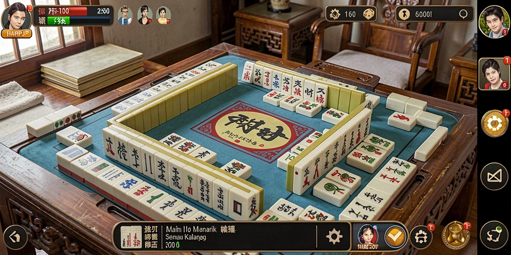 Tangkapan layar utama HARAPJP menunjukkan pengalaman gameplay Mahjong yang menarik.