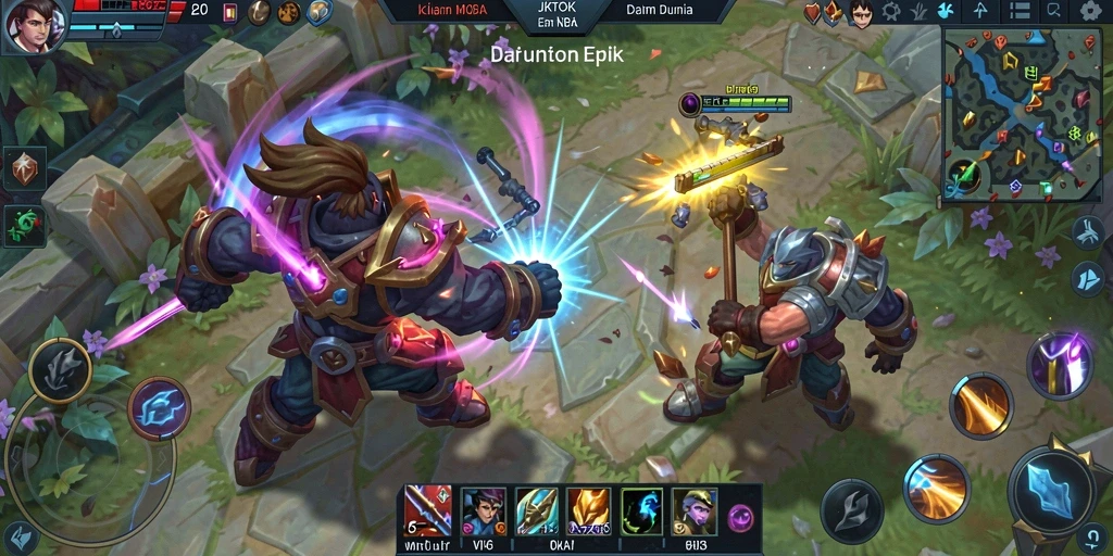 Gameplay seru JKTOK dengan karakter unik dan strategi MOBA.