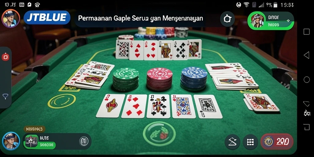 Screenshot JTBLUE menampilkan gameplay Gaple yang seru dan interaktif.