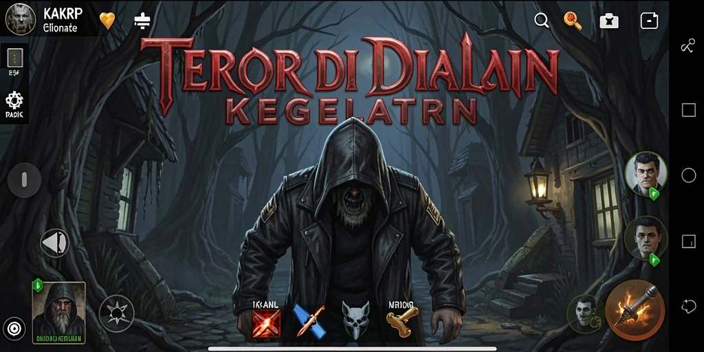 Screenshot gameplay KAKRP menunjukkan suasana menyeramkan dan penuh ketegangan.