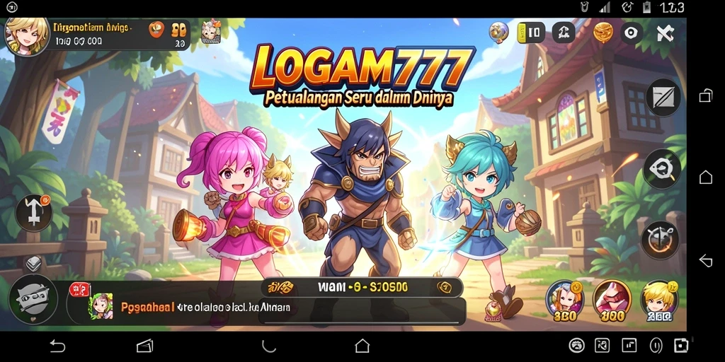 Screenshot utama LOGAM777 menampilkan aksi pertarungan seru dengan karakter Anime.