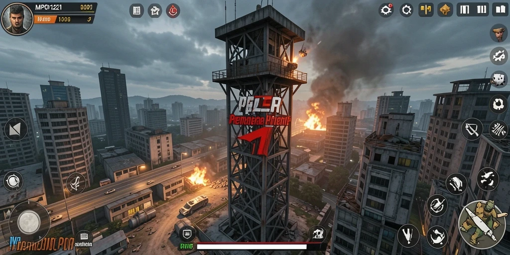 Gameplay menegangkan dalam MPO1221 dengan menara dan musuh yang beragam.