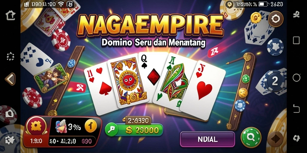 Screenshot gameplay NAGAEMPIRE menampilkan aksi seru permainan domino.