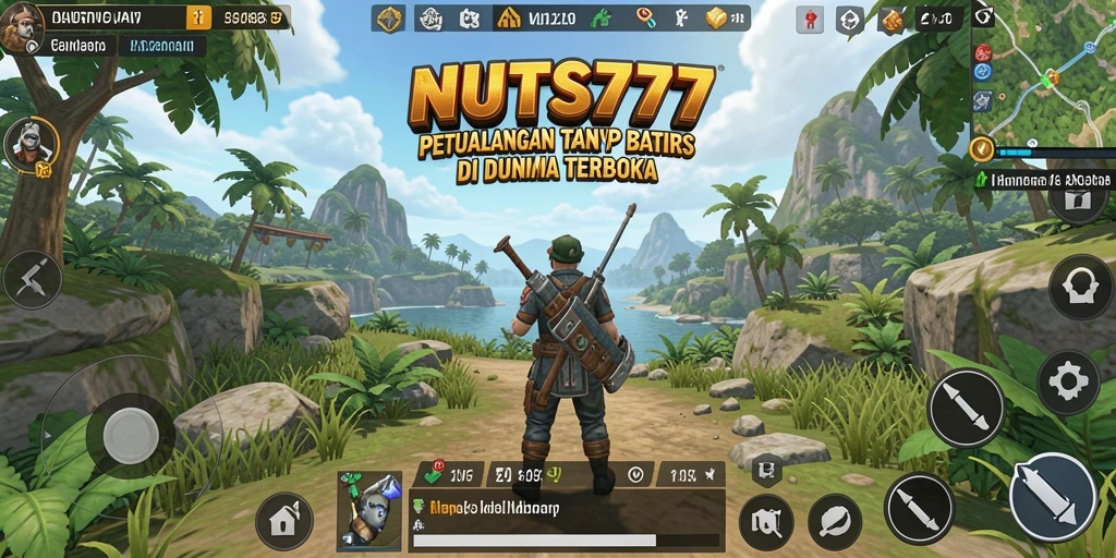 Screenshot gameplay fantastis NUTS777 dalam dunia terbuka.