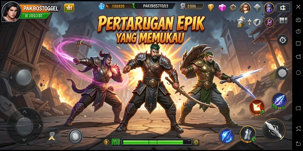 Tampilan gameplay seru dari PAKBOSTOGEL dalam pertarungan yang mendebarkan.