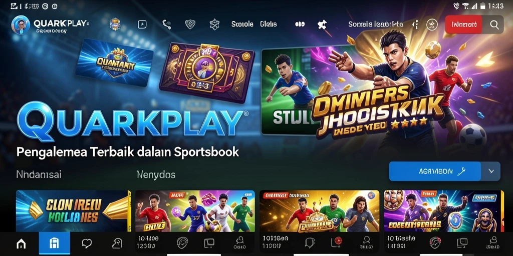 Screenshot utama QUARKPLAY menunjukkan tampilan menarik dari fitur taruhan olahraga.