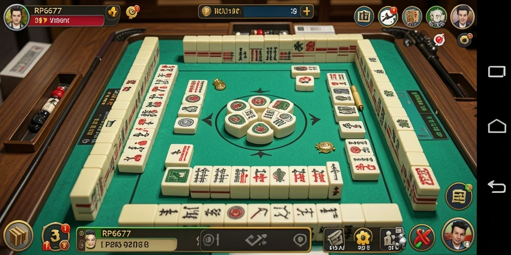 Screenshot utama RP6677 menunjukkan gameplay Mahjong yang seru dan menantang.