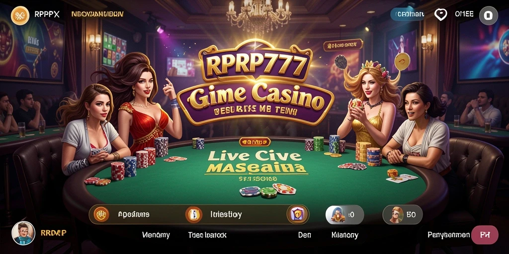 Screenshot gameplay RPRP777 menunjukkan dealer live berinteraksi dengan pemain.