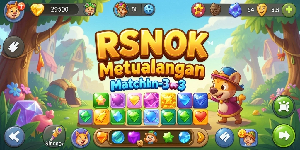 Tampilan gameplay RSNOK yang seru dengan tantangan Match-3.