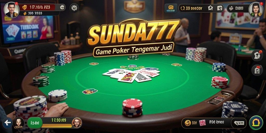 Tampilan gameplay SUNDA777 dengan pemain yang aktif di meja Poker.